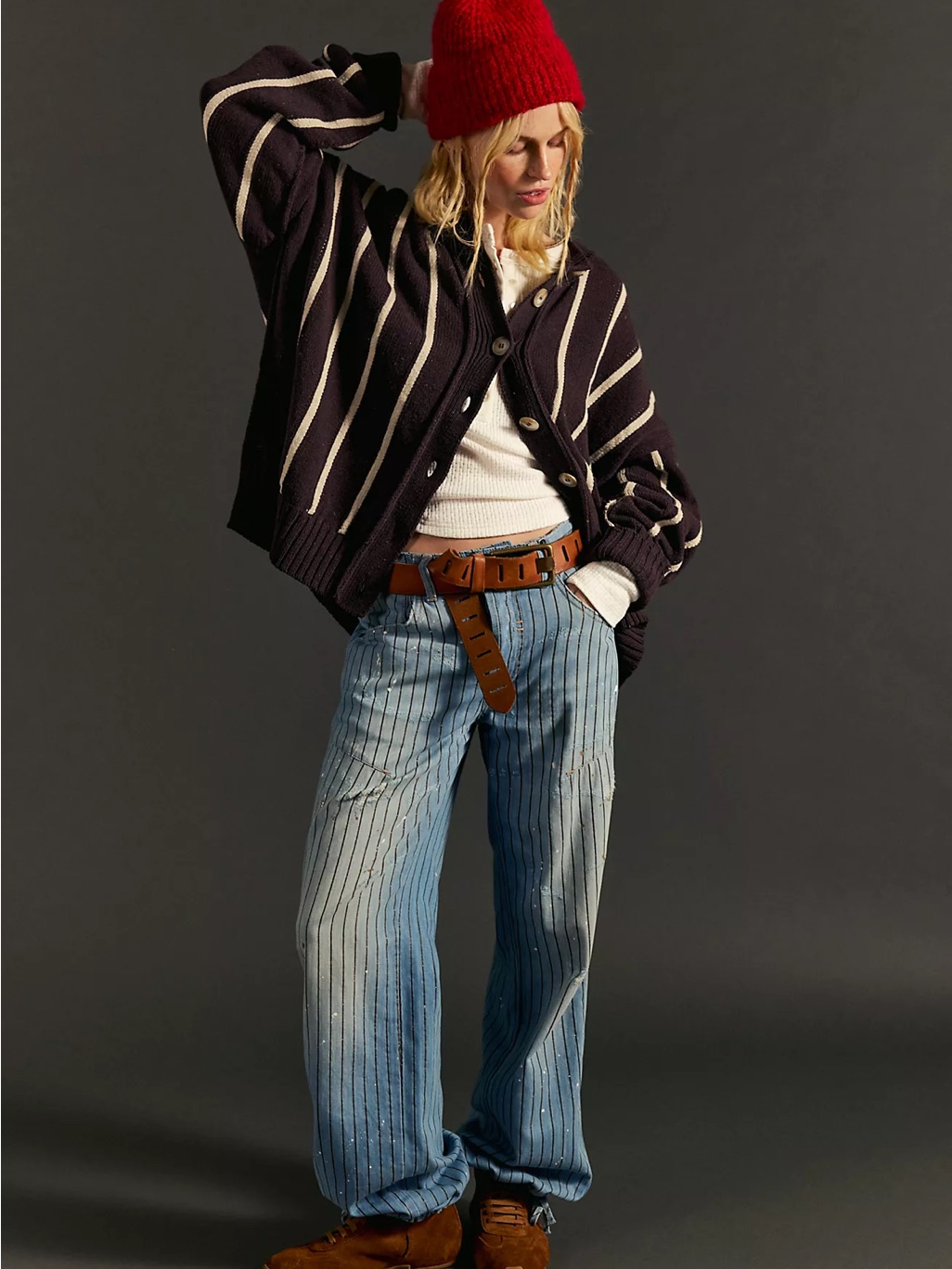 Free People We The Free Light Blue Pinstripe Boyfriend Jeans